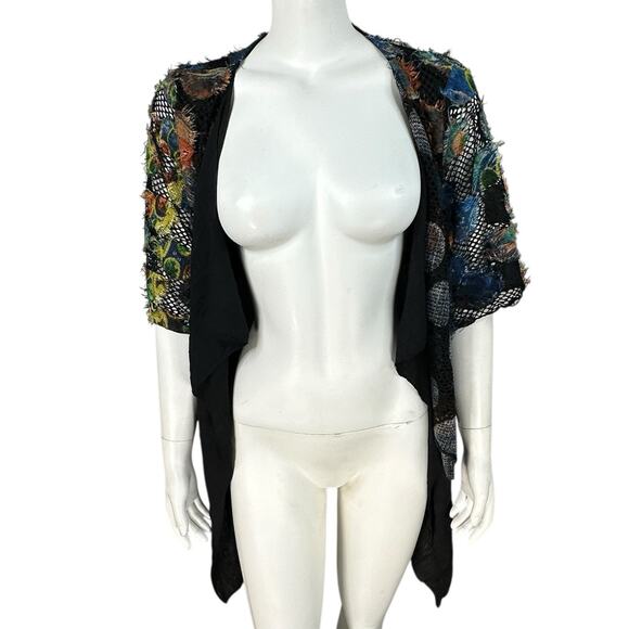 Pretty Angel Topper Blouse Womens Size Large Asymmetric Linen Blend Boho Artsy - Picture 6 of 11